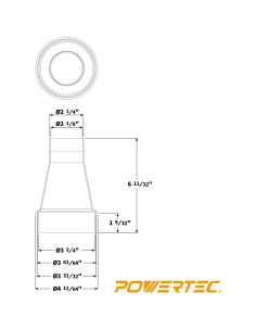 Adaptador reductor POWERTEC 4" a 5,72 cm 2pk 2