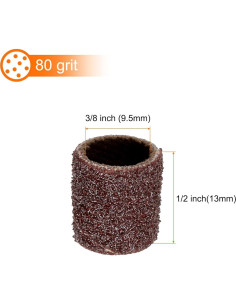 HARFINGTON 200pcs Mangas de Lijado 9.5mm Grano 80 Herramientas 2