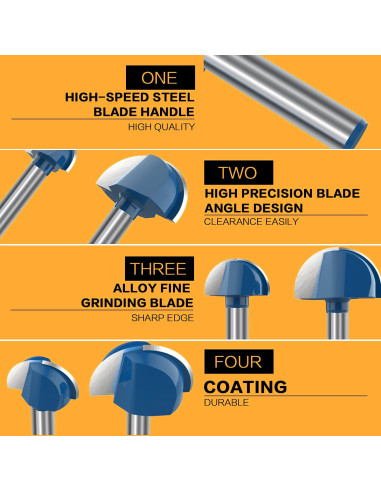 Fresa de caja cóncava ROOCBIT 8 piezas 15.49x11.18cm