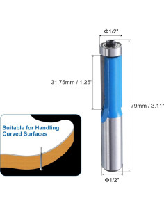 Fresa de Recorte Flush uxcell 1/2" Eje Carburo 31.75mm 2