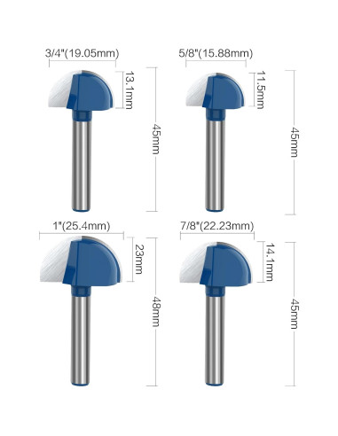 Fresa de caja cóncava ROOCBIT 8 piezas 15.49x11.18cm