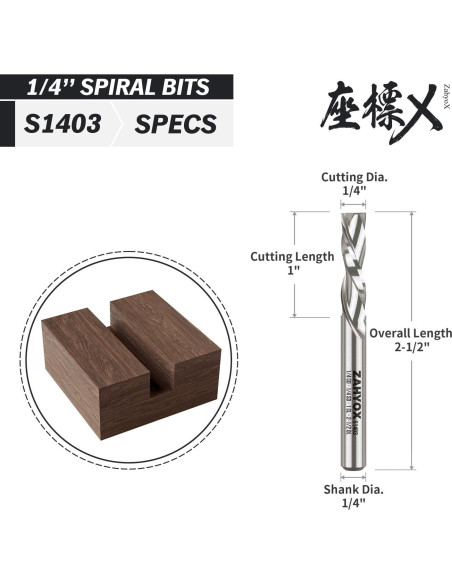 Broca Router ZahyoX 0.64cm Corte Descendente Paquete de 2