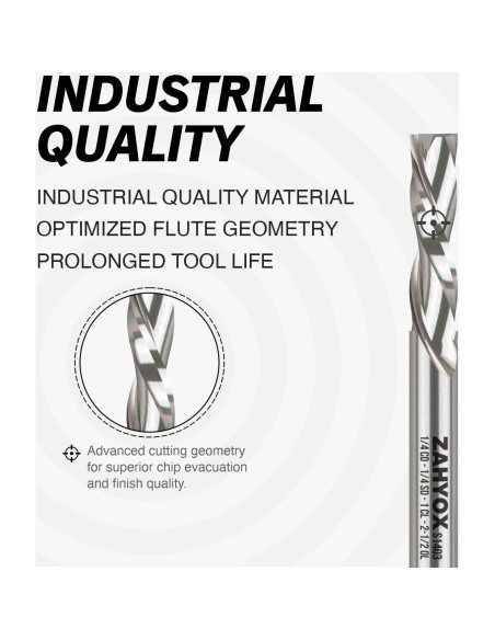 Broca Router ZahyoX 0.64cm Corte Descendente Paquete de 2