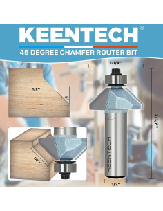 Broca de Router KEENTECH 1/2" Eje Chaflán 45 Carburo 2