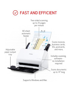 Escáner Canon imageFORMULA R30 ADF Dúplex 25 ppm USB 2