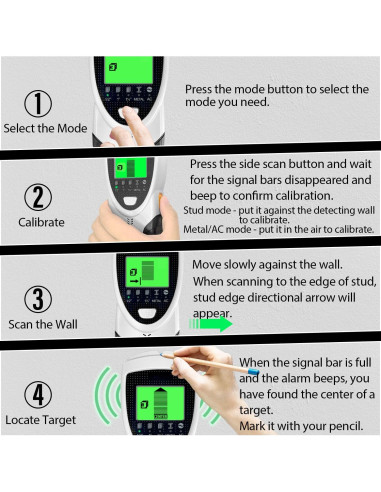 Detector de Vigas Sutekus SH301 5 en 1 con Pantalla LCD