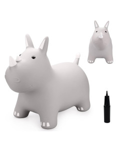 Caballo Saltarín PlayZap Rinoceronte Plateado Inflable 1.75kg