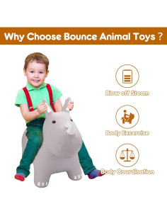 Caballo Saltarín PlayZap Rinoceronte Plateado Inflable 1.75kg 2