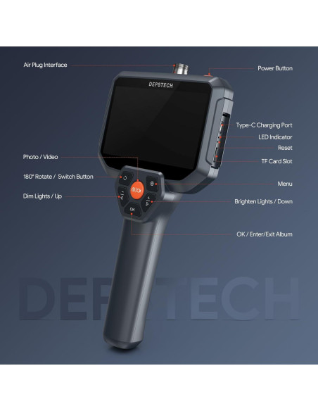 Cámara Endoscópica DEPSTECH DS590 5" 1080P Doble Lente 5.03m