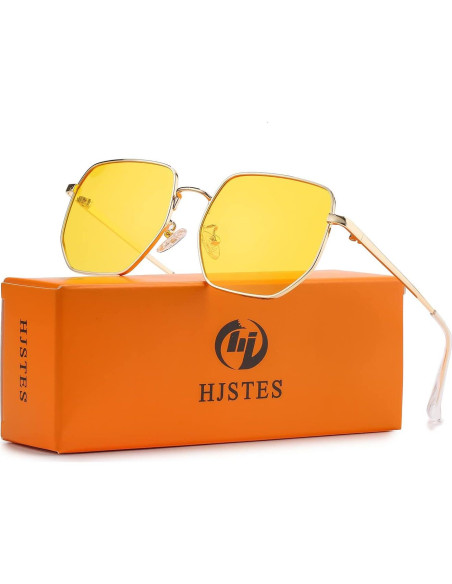 Gafas de sol hexagonales HJSTES polarizadas UV400 doradas