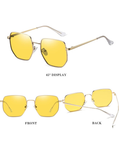 Gafas de sol hexagonales HJSTES polarizadas UV400 doradas