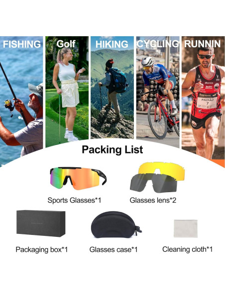 Gafas de sol deportivas COSMOING con lentes UV400 y 2 opciones