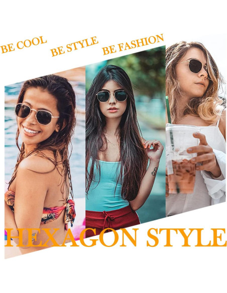 Gafas de sol hexagonales HJSTES polarizadas UV400 doradas