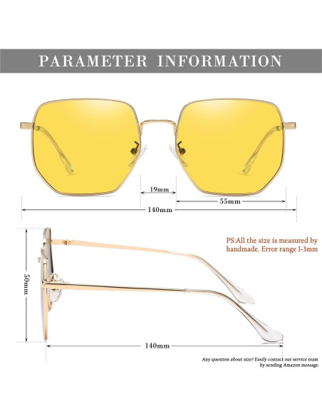 Gafas de sol hexagonales HJSTES polarizadas UV400 doradas