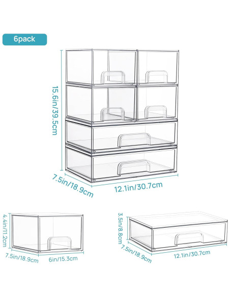 Conjunto de 6 cajones apilables Vtopmart, organizadores plásticos