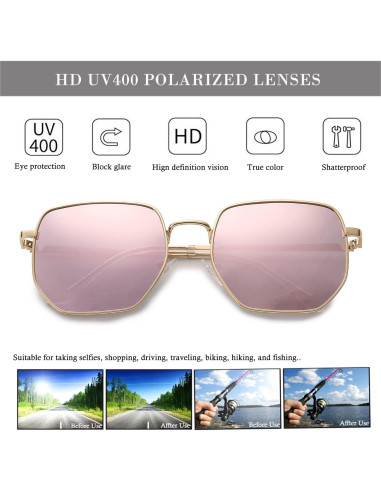 Gafas de sol polarizadas HJSTES hexagonales UV400 unisex