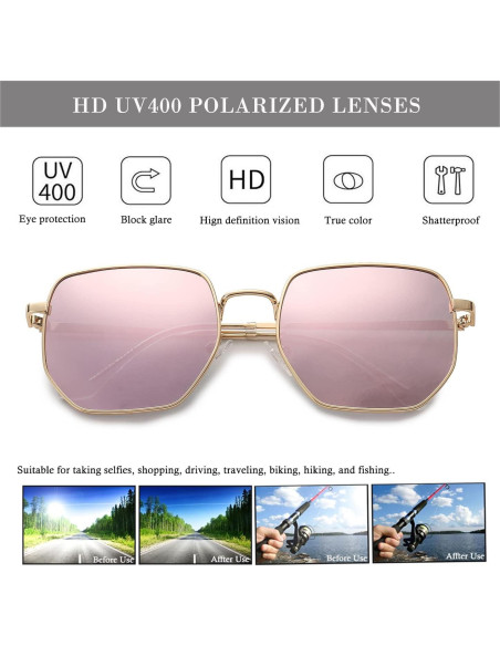 Gafas de sol polarizadas HJSTES hexagonales UV400 unisex