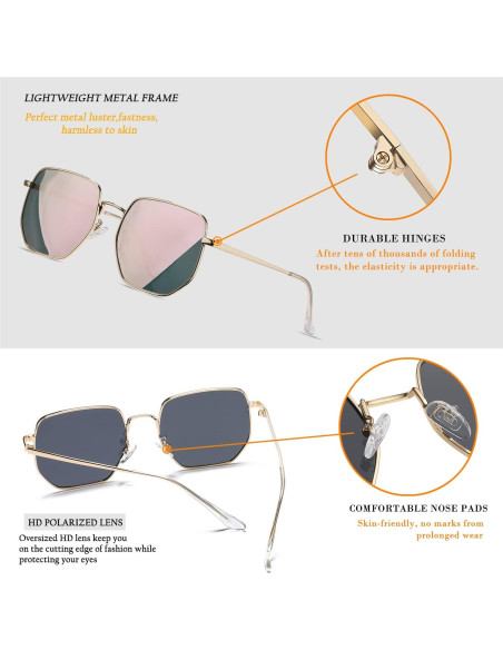 Gafas de sol polarizadas HJSTES hexagonales UV400 unisex