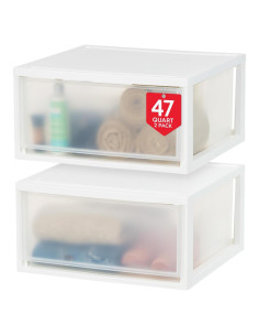 Cajones Apilables IRIS USA 44.5L 2-Pack Blanco