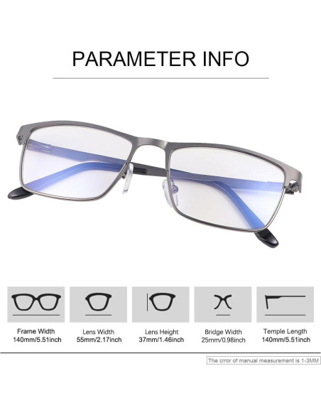 Gafas Anti Luz Azul YIMI para Hombres - Lentes Claros 45% Bloqueo