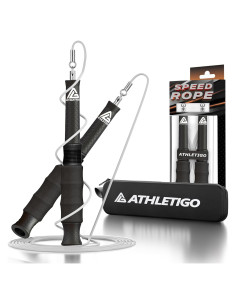 Cuerda de Saltar ATHLETIGO Ajustable - PVC 4mm, Rodamientos Rápidos