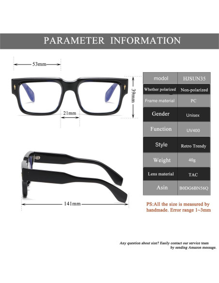 Gafas de sol cuadradas HJSTES UV400 para adultos unisex