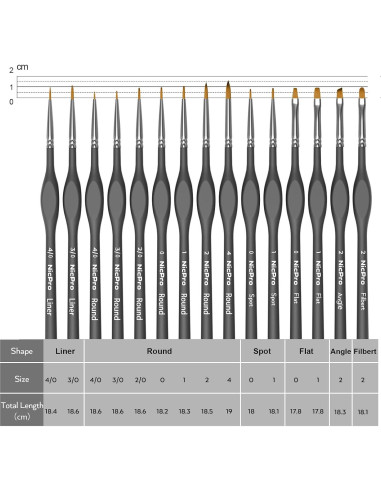 Set de Pinceles de Pintura Detalle Fino Nicpro 15 PCS