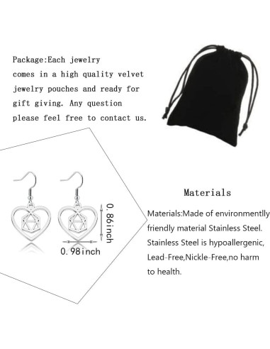 Collar y Pendientes DND Acero Inoxidable Ajustables