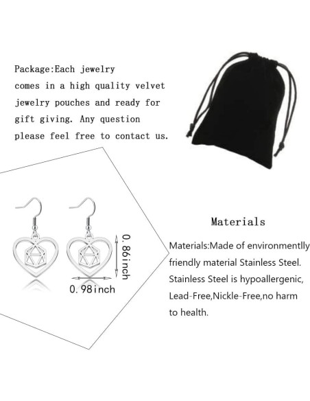 Collar y Pendientes DND Acero Inoxidable Ajustables