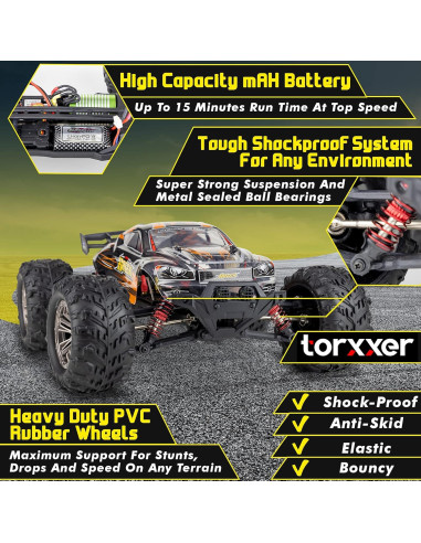 Caminón RC Torxxer 1:16 Brushless 4WD Off Road Naranja