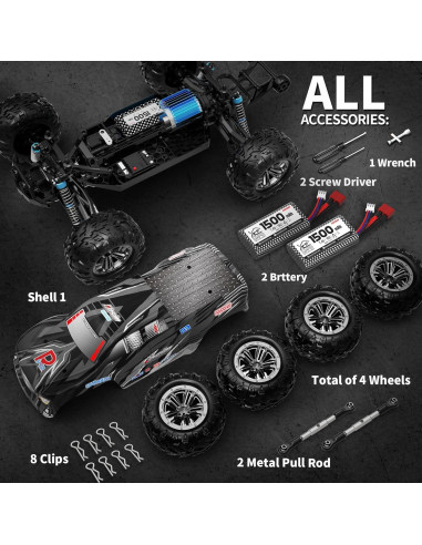 Coche RC Hosim 1:10 48+ Km/h Todo Terreno con LED
