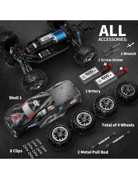 Coche RC Hosim 1:10 48+ Km/h Todo Terreno con LED