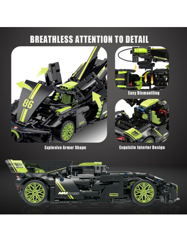 Set de Construcción JINTONGBAO Hypercar 1:14 Verde 910PCS