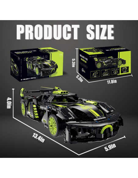 Set de Construcción JINTONGBAO Hypercar 1:14 Verde 910PCS