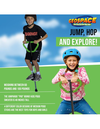Pogo Stick Geospace Jumparoo Boing! PRO para Niños 27-45kg