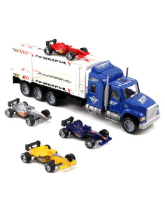 Camión Semirremolque Juguete Vokodo con 4 Autos F1 1:32