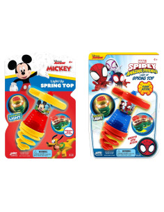 Trompos Giratorios Iluminados JA-RU Mickey y Spiderman (2 Unidades)