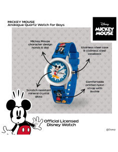Reloj Analógico Disney Mickey Mouse Acero Inoxidable 32mm 2