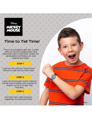 Reloj Analógico Disney Mickey Mouse Acero Inoxidable 32mm