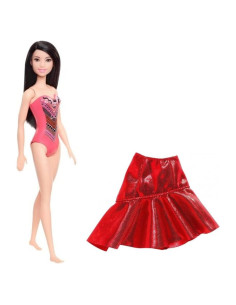 Muñeca de Moda 30 cm Mattel con Falda Roja y Playa