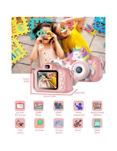 Cámara Digital para Niños Gofunly HT-001 20 MP Rosa