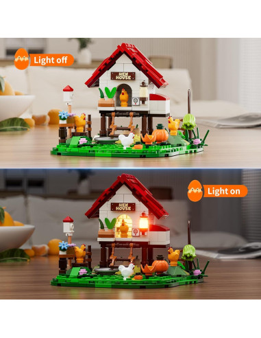 Set de Construcción Gallinero FUNWHOLE 323 Pcs con Luz LED