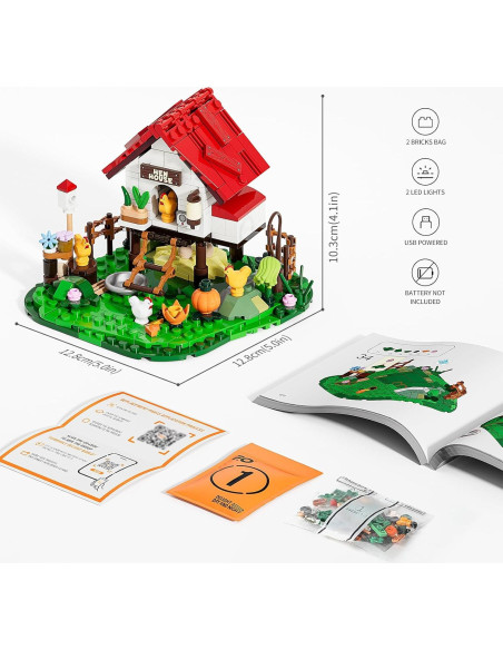 Set de Construcción Gallinero FUNWHOLE 323 Pcs con Luz LED