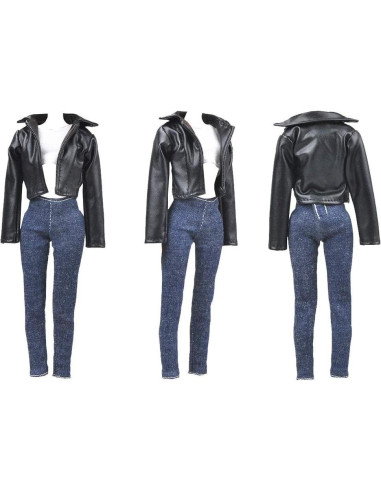 Abrigo de Cuero E-TING para Muñecas 29 cm Estilo Motocicleta