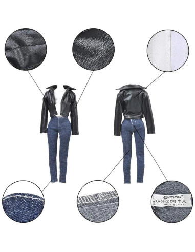 Abrigo de Cuero E-TING para Muñecas 29 cm Estilo Motocicleta