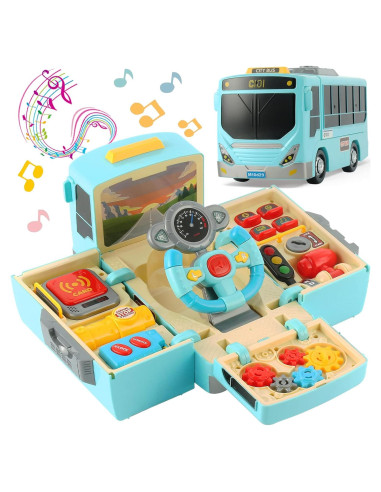 Juguete Autobús HONGTUO Azul con Sonido y Luz