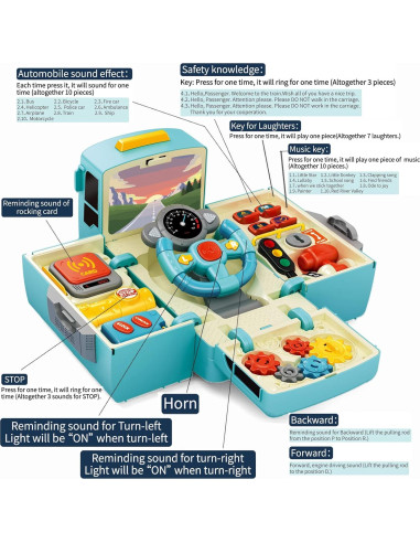 Juguete Autobús HONGTUO Azul con Sonido y Luz