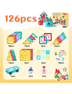 Juego de Bloques Magnéticos Vigorfun 126 Piezas Educativo 2