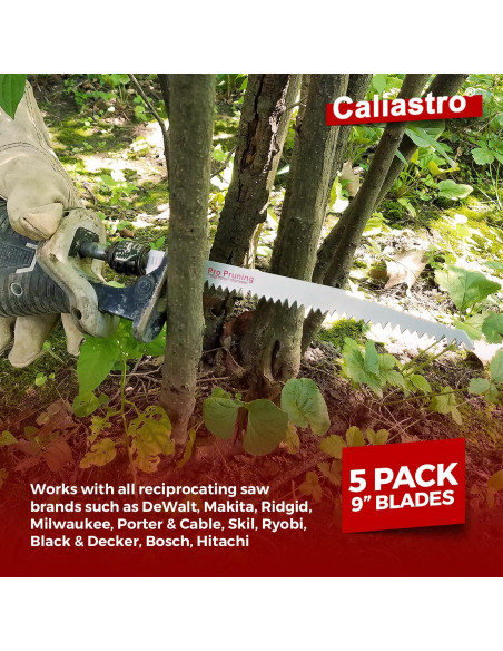 Paquete de 5 Sierras de Poda 23 cm Caliastro - Acero al Carbono