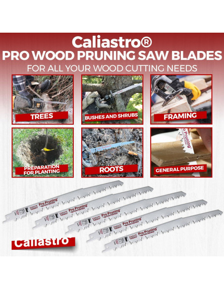 Paquete de 5 Sierras de Poda 23 cm Caliastro - Acero al Carbono